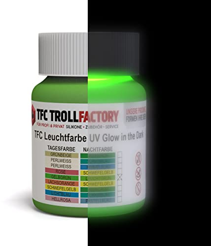 TFC Leuchtfarbe UV Glow In The Dark Tagesfarbe: RAL6018 gelbgrün – Nachtfarbe: RAL 6038 leuchtgrün 50 g