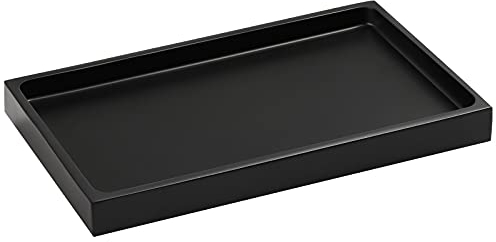 Luxspire Bandeja Rectangular Antideslizante de Resina de Cuarto de Baño, Bandeja Decorativa para Hogar, Salón y Dormitorio, para Joyas, Velas y Jabón, Talla 25.5 X 15.5 X 2cm - Negro
