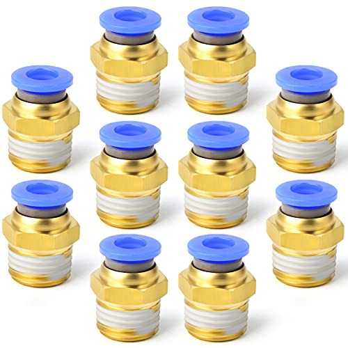 ERGAOBOY 10 Stück 6 mm Rohr AD x 1/4 BSP Außengewinde gerade SteckArmaturen (PC6-02)