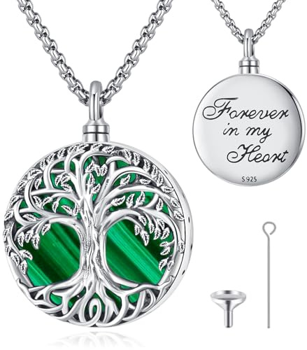 Eusense Árbol de la Vida Urna Colgante 925 Sterling Silver Urnas Collar para Cenizas Collar Joyería Memorial Cenizas Colgante para Hombres Mujeres