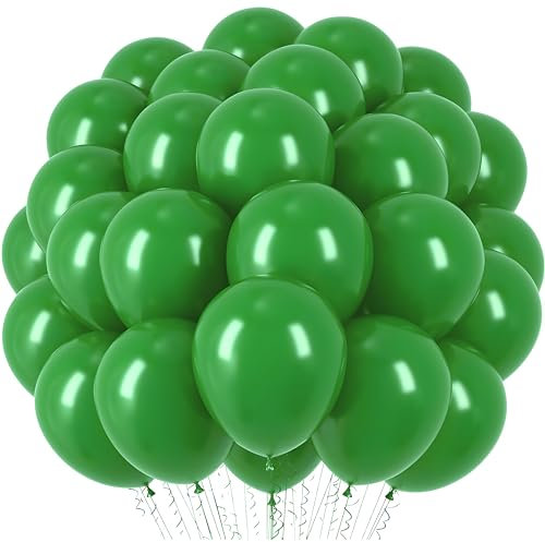 50 Globos Verdes de Látex Natural Biodegradables, Fabricados en la UE, 12 (31cm), Óptimos para Helio y Aire, Ideales para Bodas, Cumpleaños y Bautizos