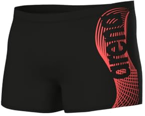 ARENA Bañador Corto Feel para Hombre Wake, Black-Calypso Coral, 90