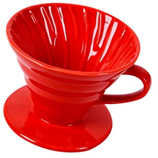 CORHAD Filtro De Café Vertido Mano De Cerámica Diseño De Filtro Hogar Oficina Para Tazas Color Rojo Patrón De Espiral