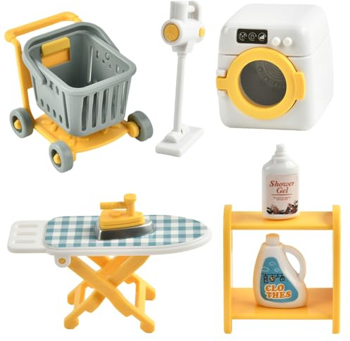 Miniaturas para Casa de Muñecas, Muebles Casa de Muñecas, Juguetes Miniatura 1/12 Minilavandería para Decoración de Muebles Casa de Muñecas, Mini Cuarto de Lavado, Micropaisaje DIY