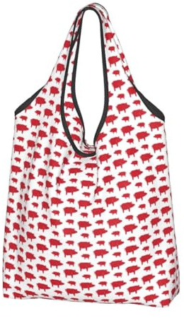 Buewutiry - Borse da donna grandi e leggere, riutilizzabili (2 pezzi), colore: rosso