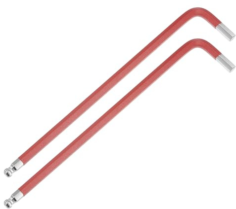 M METERXITY 2-Pack Ball End Hex Key Wrench, 6mm L Shape Extra Long Arm S2 Steel Repairing Tool for Bicycle/Furniture/Equipment/Motorcycle/Machinery, Metric Hexagonal Wrench [Red]