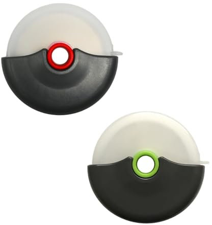 Lot de 2 roulettes à pizza, disque de roulette à pizza, lame en acier inoxydable, avec couvercle de protection, trancheuse à pizzas super tranchante, roue facile à nettoyer, pour faire du pain et de
