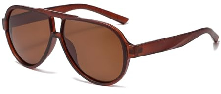 YAMEIZE Retro Pilot Doppio Ponte Occhiali da Sole - per le Donna Uomo Classico Stile Vintage UV400 Protezione Rotonda Occhiali di Guida