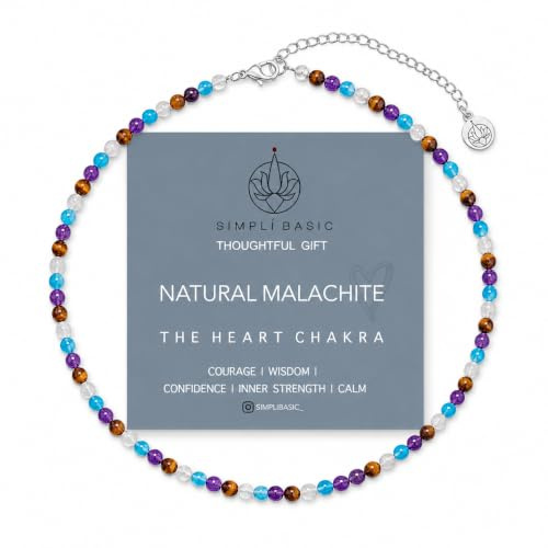 SIMPLÍ BASIC Natural Healing Gemstone 4mm Bead Necklace | Womens & Mens Beaded Fashion Jewellery | Inc Gift Box (Natural Mix)