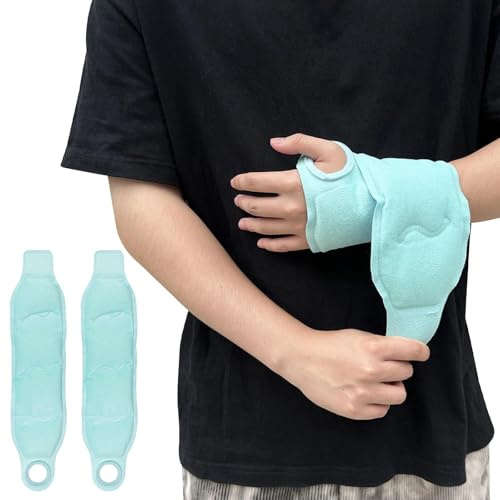 Crynvor 2 Unidades Bolsa Hielo Lesiones Reutilizable, Bolsa de Hielo Multiusos para Terapia Caliente y Fría, Gel Frio Congelador para Muñeca, Rodilla, Pierna y Codo(Azul, 45.5cm × 10.5cm)