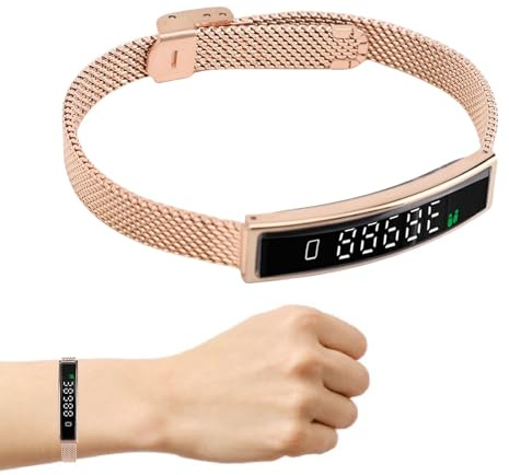 PUSOKEI Pulsera Inteligente, Rastreador de Fitness con 5.3, Impermeable para Natación, Soporte de iOS, Cámara de Control Remoto, Monitoreo Diario de Salud, 16.5 G de Ultra Luz (Gold)