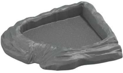 LRXFPIYF Cuenco de Agua para Tortugas, comedero, decoración de hábitat, Adorno de, Piscina de baño para Reptiles, Suministros para Mascotas, Ranas y, Gris