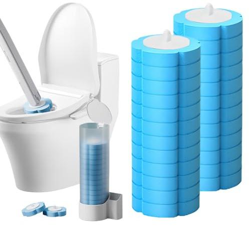 Brosse WC Jetable Recharge avec système de Fixation amélioré, Nettoyeur Toilette Murale avec Produit, Toilette Remplaçable pour Nettoyage de Salle de Bain à la Maison Hôtel (24, Bleu)