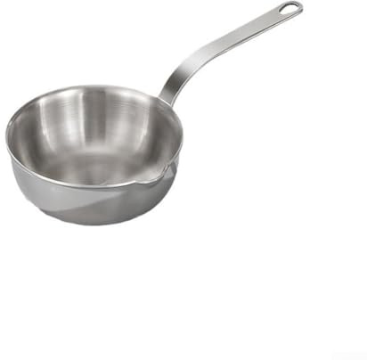 Qualoramall Mini sartén para huevos de acero inoxidable 304 con boquilla para verter sin desorden, diseño compacto de 5.1 pulgadas, capacidad de 400 ml, calentador de mantequilla