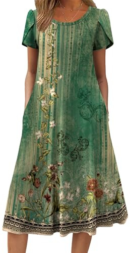 Zeagoo Vestido de verano para mujer, casual, floral, con bolsillos, tallas S-XXL