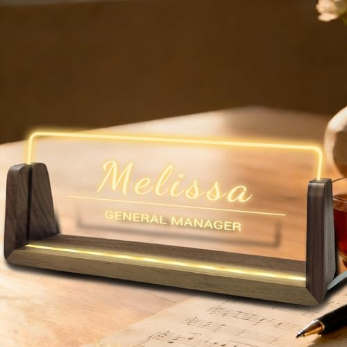 Custom Name Plate for Desk Personalized LED Acrylic Desk Name Plate Customized Office Gifts for Manager Boss Coworkers Teacher Employee Office Decor