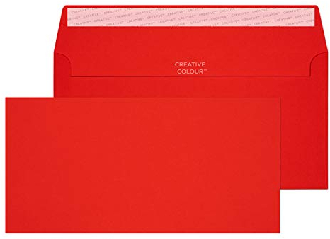 Blake Creative Colour 25206 Farbige Briefumschläge Haftklebung Pillar Box Rot DL+ 114 x 229 mm 120 g/m² | 25 Stück