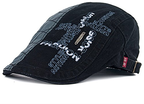 Adantico Herren Baumwolle Schirmmützen Flat Cap (Schwarz)