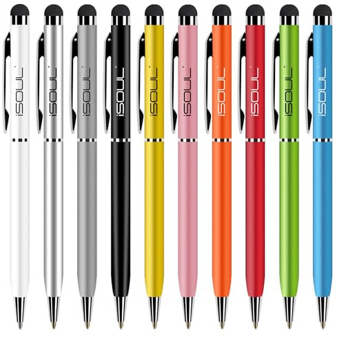 iSOUL Stylus Touch Pen, Pack of 10 for Touch Screens - Compatible With Apple iPad, iPhone, Samsung Galaxy, Oneplus, Pixel, Mobile Phones & Tablets - Rainbow