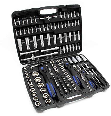 Steckschlüssel Set 172 tlg Ratschenkasten Knarrenkasten Steckschlüssel-Satz Nusskasten 1/4 1/2 3/8 Stecknüsse für Schraubarbeiten, hochwertiger Nusskasten