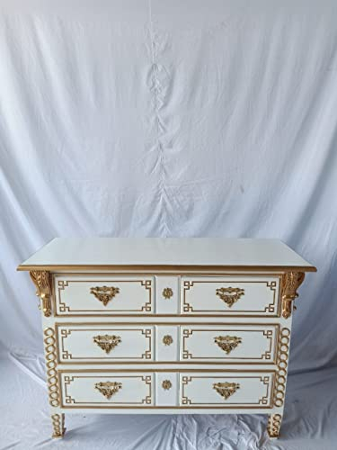 Kunibert Louises Royal antique Louis XIV Meuble style baroque rococo Commode buffet Couleur : blanc avec or Largeur 129 cm
