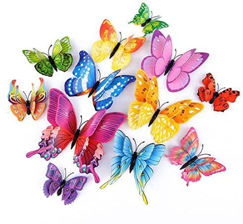 OPSEAM Butterfly Wall Decor 24/48 PCS, 3D Butterflies Stickers for Party Decorations with Magnets(Colorful, 48)