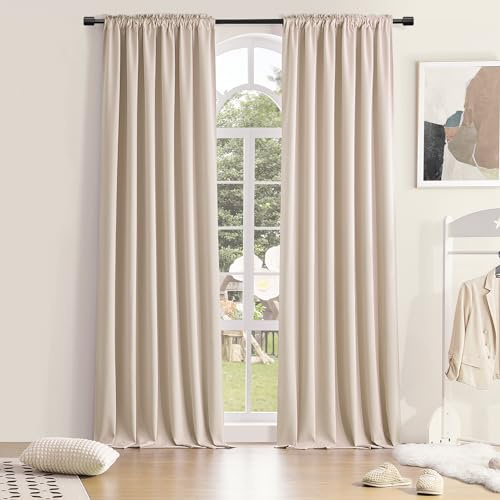 DONREN 108 Inch Length Warm Taupe Curtain Panels/Drapes for Living Room Solid Energy Efficient Room Darkening Bedroom Curtains Thermal Insulated W 60 x L108 inch (DR-GJM-19-TAUPE-60X108)