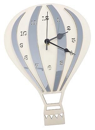 Warmhm Orologio da parete per cameretta dei bambini, decorazione animale, per bambini, orologio da parete silenzioso, con mongolfiera, orologio da parete