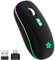 HOTLIFE Recargable Ratón Inalámbrico, 2.4G Bluetooth Mouse Inalámbrico con Receptor USB, 3 dpi Ajustable Ratón Retroiluminado de 7 Colores para Computadora PortáTil, PC, Mac, Macbook(Negro)