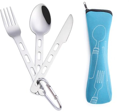Set Di Posate Da Campeggio, Combinazione Forchetta, Cucchiaio E Coltello, Posate In Acciaio Inossidabile, Posate Da Esterno Riutilizzabili