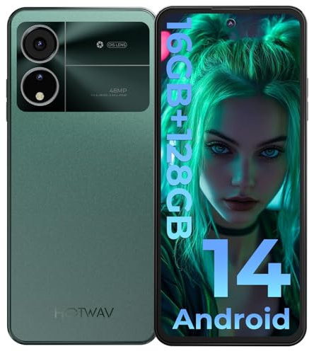 HOTWAV NOTE12 2024 Handy Ohne Vertrag: Smartphone Android 14 Octa Core 16GB+128GB/1TB Erweiterbar, 6.8 HD+ Display 5160mAh, 48MP+16MP Kamera Dual SIM 4G WIFI5 Bluetooth5 OTG GPS Simlockfreie Handys