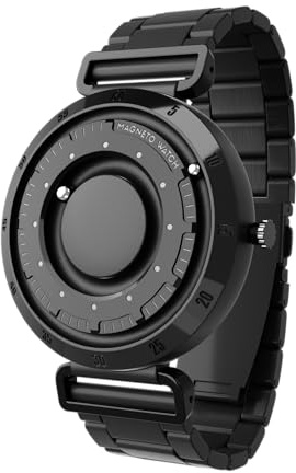 Magneto Watch Nexus Black Edelstahl Schwarz Armbanduhr für Männer und Frauen