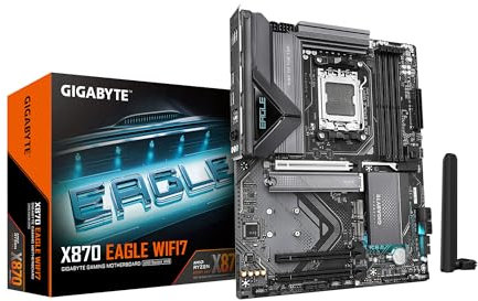 GIGABYTE X870 Eagle WIFI7 AMD AM5 LGA 1718 Motherboard, ATX, DDR5, 4X M.2, PCIe 5.0, USB4, WIFI7, 2.5GbE LAN, EZ-Latch, 5-Year Warranty