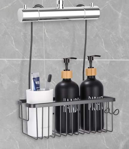Duschablage ohne Bohren, Duschregal Hängen, Duschablage Zum Hängen, Duschablage Zum Hängen Shampoo Halterung Hängen Duschhalterung für Badezimmer Aufhängen (Grau)