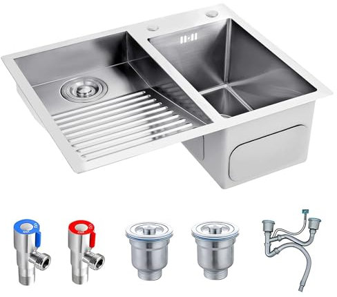 Lavandino Per Lavanderia In Acciaio Inossidabile 304, Con Vasca Profonda, Perfetto Per Lavanderie, Garage, Esterni, Seminterrati, Ciotola Per Lavanderia Resistente(Silver,60cm-A)