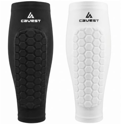 Espinilleras Futbol-Medias con espinilleras incorporadas-Calcetines con Protector Integrado para niño y Adulto (Negro, L)