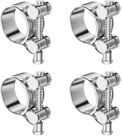Dromzen 4 Piezas 29-31mm Abrazaderas Metalicas, Pinza Metálica Ajustable, Inoxidable Abrazadera Clip Tubo Acero, Metalicas para Tubos, Clips de Ductos, para Tubo de Escape de Motocicleta, Tubos