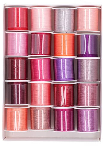 Hilo de bordar Hilo de coser de poliéster Efecto de brillo colorido Manualidades para tejer a mano Máquina de acolchar Material de poliéster de costura 20 piezas 110 yardas