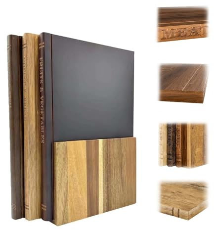 Set di 3 Taglieri Reversibili in Legno, Taglieri Antiscivolo con Scanalatura per Il Succo, Tagliere Facile da Riporre con Supporto, Vassoio per Servire Carne, Verdure, Frutta(Marrone)