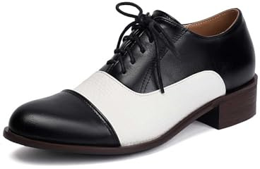 Mary Jane - Stiletto retrò da donna Richelieu donna stile vintage brogue con lacci tacco basso scarpe da derby scarpe da vestita città di grandi dimensioni per ufficio costume da matrimonio, A nero