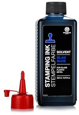250 ml Solvent Stempelfarbe blau, auf Lösemittelbasis für nichtsaugende und nichtporöse Untergründe, lasierend