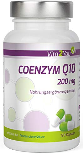 Vita2You Coenzym Q10-200mg - 120 Kapseln - Ubichinon - aus pflanzlicher Fermentation - Hochdosiert - Premium Qualität