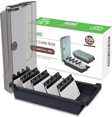 MyLifeUNIT Business Card Holder, 2.2 x 3.5 Index Card Organizer with Dividers and Index Tabs, Capacity: 500 Cards