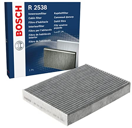 Bosch R2538 Filtro de Habitáculo de Carbón Activo - Filtro de Repuesto Contra Olores Desagradables, Polen y Polvo, Para un Aire más Limpio en el Vehículo