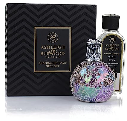 Ashleigh & Burwood Fragrance Lamp Gift Set | Fairy Ball | Fresh Linen 250ml & Hand-Crafted Fragrance Lamp | Luxury Home Fragrance & Refillable Aromatherapy Diffuser | Air Purifying