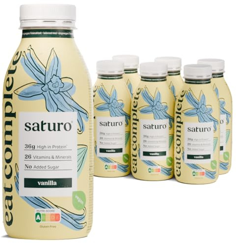 Saturo Meal Replacement Shake Vanilla | 36 g Protein, sugar-free, 400 kcal | Drinkable Food with Valuable Nutrients | 6 x 400 ml