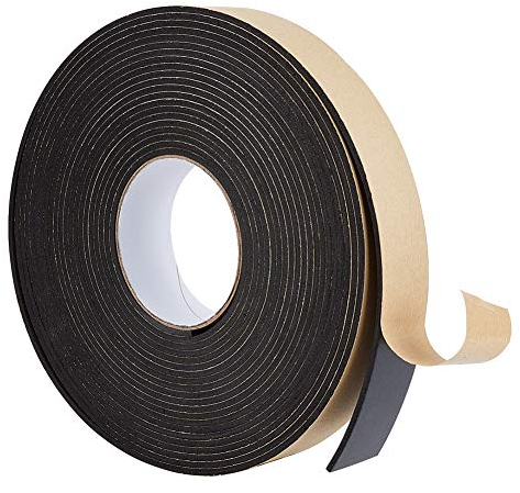 BENECREAT 10m Selbstklebender Schaumstoffstreifen 40mm(B) x3mm(T) Schwarz Einseitiges Dichtungsband aus wetterfestem Schaumstoff für die Fenstertürisolierung (10m/Rolle)