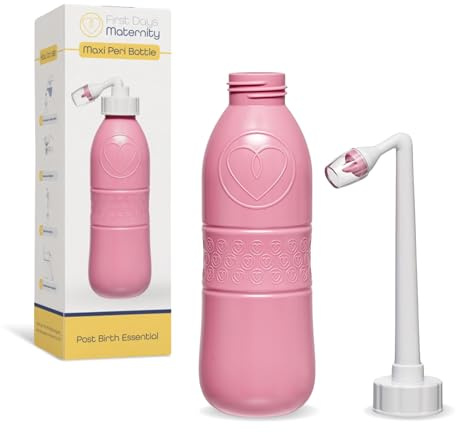 First Days Maternity Maxi Peri Bottle - 650ml Portable Bidet for Postpartum Care, Pain Relief - Perfectly Angled Head - Perfect After Birth Essentials for Mum (Pink)