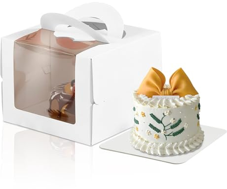 La Llareta Cake Box, 15 Pieces White Bakery Boxes, Cake Holder Carrier Gift Box, for Wedding Party, Birthday Cakes(4 Inch)
