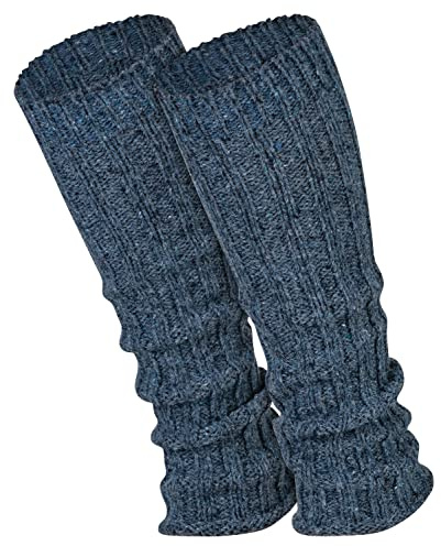 1 par damvärmare – stickade varma benvärmare i ull, Jeans-melerad, En Storlek